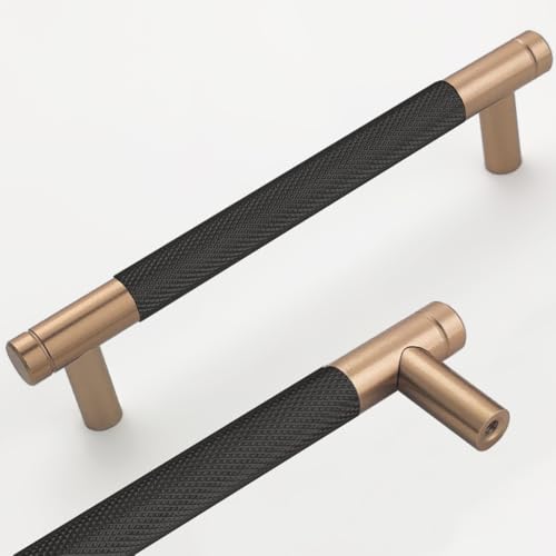24 Pack 5 Inch 128 mm Bar Cabinet Pulls Bronze and Black Knurled Handles for Bronze and Black Drawer Pulls Cupboard Aluminum Handles - color: Bronze and Black, size: 5 Inch