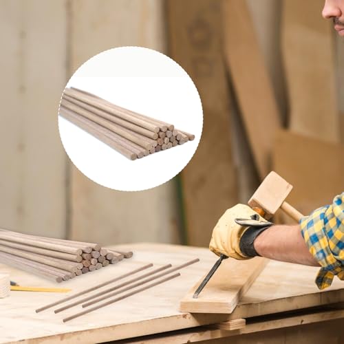 24pcs Wooden Dowel Rods, 1/4 X 12 Inch Long Walnut Dowel Rod Wooden Sticks for Crafts, Round Wood Filler Sticks, Unfinished Wood Dowels for Woodworking Building Material Window Cake Support