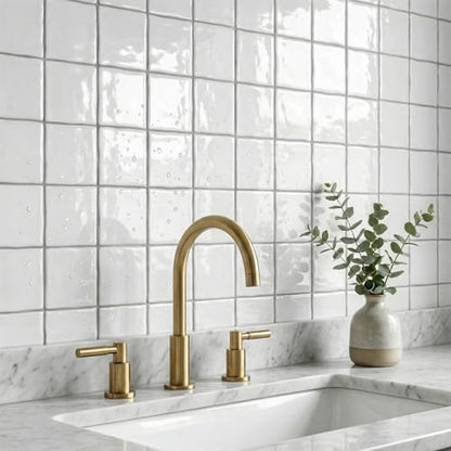 4 Sheets Pure White 6"x6" Peel and Stick Subway Tile Backsplash - color: Pure White, size: 4 Pcs 6" x 6" x 0.05"