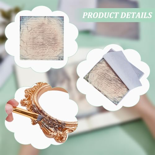 MAYJOYDIY 50 Pcs Antique Gold Leaf Sheets 5.5×5.3 Inch Imitation Gold Foil Paper Sheets Gilding Crafting Foil Sheets for DIY Nail Paintings Handcrafts Picture Frames Sculpture Furniture Arts - color: Antique Gold