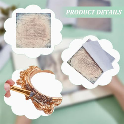 MAYJOYDIY 50 Pcs Antique Gold Leaf Sheets 5.5×5.3 Inch Imitation Gold Foil Paper Sheets Gilding Crafting Foil Sheets for DIY Nail Paintings Handcrafts Picture Frames Sculpture Furniture Arts - color: Antique Gold