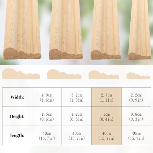 12 Pcs Wall Molding Trim, Split Wood Slats Mouldings, 15.8" X 1.1" - size: 15.8" X 1.1"