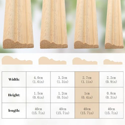 12 Pcs Wall Molding Trim, Split Wood Slats Mouldings, 15.8" X 1.1" - size: 15.8" X 1.1"