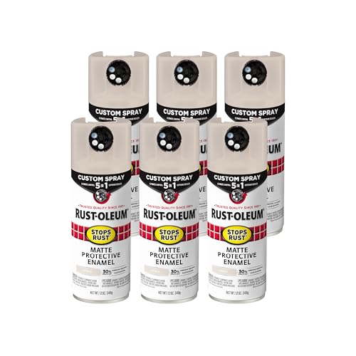 Rust-Oleum Stops Rust 5-in-1 Spray Paint, Matte Oat Milk White - color: Matte Oat Milk White, size: 12 Ounce (Pack of 6)