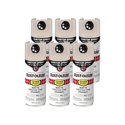 Rust-Oleum Stops Rust 5-in-1 Spray Paint, Matte Oat Milk White - color: Matte Oat Milk White, size: 12 Ounce (Pack of 6)