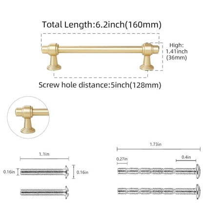 10 Pack Brushed Gold Cabinet Pulls 5 Inch(128mm) Hole Center Drawer Pulls Cabinet Hardware Kitchen Cabinet Handles for Bathroom Dresser Pulls - color: Brushed Gold, size: 5" Hole Center（128mm）