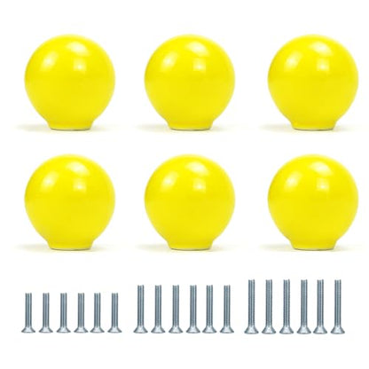 FOAN Cabinet Knobs 6 Pack, Ceramic Drawer Grip Handle, Suitable for Cupboard/Drawer/Dresser/Toilet/Kids Room, 1-1/4inch, Equipped with Multi Size Screws, Yellow - color: Yellow