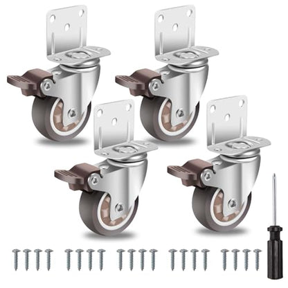 W B D WEIBIDA Side Mount Casters Wheels, 2 Inch L-Shaped Small Rubber Casters Set of 4, 360 Degree Ball Bearing Swivel Casters, Light Duty Casters Wheels for Furniture, Baby Beds, Cabinets, Tables - size: 2IN TPR