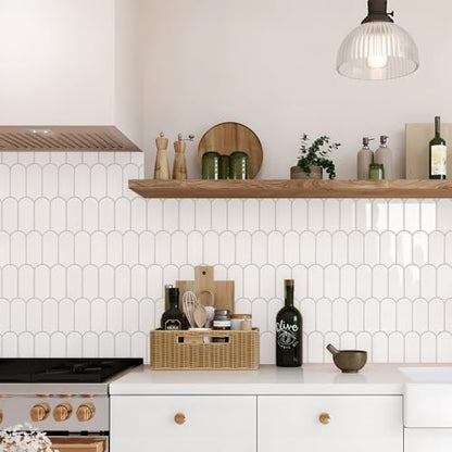 Vamos Tile Thicker Peel and Stick Backsplash Tile, White,10-Sheet - color: White with Grey Grout