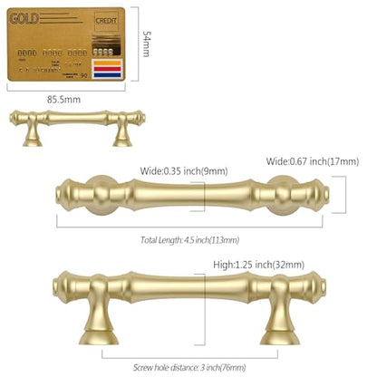 Amerdeco 10 Pack Brushed Gold Cabinet Pulls 3" - color: Brushed Gold, size: 3" hole center
