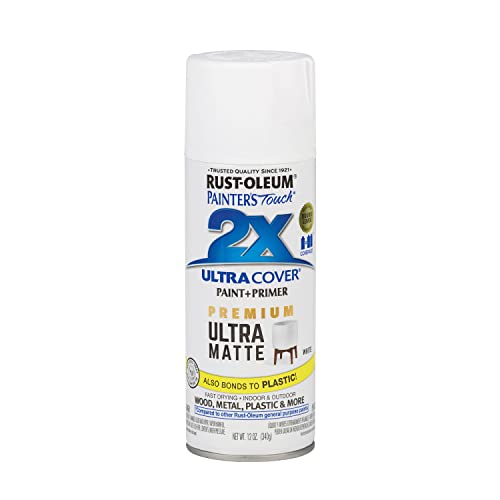 Rust-Oleum 331181-3PK Painter's Touch 2X Ultra Cover Spray Paint, 12 oz, Ultra Matte White, 3 Pack