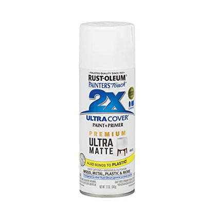 Rust-Oleum 331181-3PK Painter's Touch 2X Ultra Cover Spray Paint, 12 oz, Ultra Matte White, 3 Pack