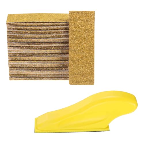 HARFINGTON 70 Pcs Detail Sander Paper 240 Grit 3.5" x 1.2" Micro Hand Sanding Papers Sheets Wet Dry Sandpapers with Sanding Block Tool for Wood Furniture Crafts Woodworking - style: 240 Grit
