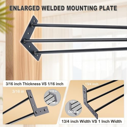 4 Pack 16 Inch Hairpin Table Legs, 3 Rods, Black, 1300 Lbs Load Capacity - size: 16IN
