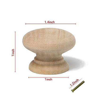 10PCS Round Wood Drawer Knob Unfinished Cabinet Furniture Drawer Knobs Mushroom Shape Pulls Handles Hardware for Drawer Wardrobe Dresser… - color: Wood Color