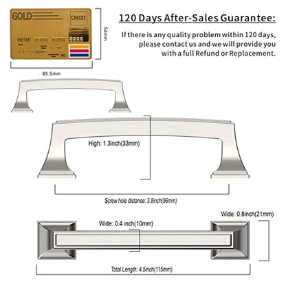 Amerdeco 10 Pack Brushed Satin Nickel Cabinet Pulls 3-3/4 Inch(96mm) Hole Center Cabinet Hardware Kitchen Cabinet Handles for Bathroom Drawer Pulls Dresser Pulls ZH0010 - color: Brushed Satin Nickel, size: 3.75"/96MM Hole Center