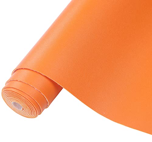 CDY Smooth Faux Leather Roll: 13.8"X53" Faux Leather Sheets for Upholstery - color: Orange