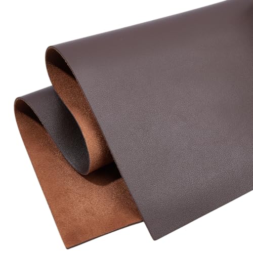 23.6 x 13 Inch 1.5mm PU Leather Litchi Tooling Leatherette Sheet Flawless Pieces Square Leather Sheet Solid Color Synthetic Fabric Roll for DIY Earrings Bows Crafts Making(Coconut Brown) - color: Coconut Brown