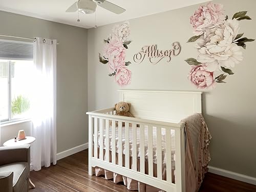 Floral Peonies Wall Decal, Peony Bouquet Flowers Removable Peel and Stick Wall Sticker