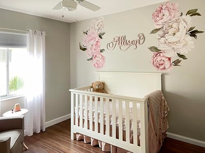 Floral Peonies Wall Decal, Peony Bouquet Flowers Removable Peel and Stick Wall Sticker