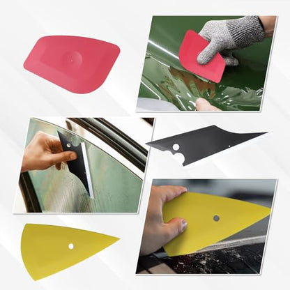 17PCS Window Tint Kit, Car Vinyl Wrap Application Tools, Auto Window Film Tinting Kit, Glass Protective Film Installation Set Includes Squeegees, Cutting Knife with Blades - size: 17PCS