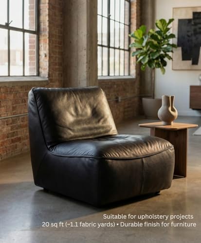 Premium Genuine Leather Natural Grain Cowhide Hides – High-Quality Leather Skins for Upholstery, Crafting, Tooling, Sewing, and DIY Leather Projects (Black, 20 Square Feet (Full Side)) - color: Black, size: 20 Square Feet (full side)