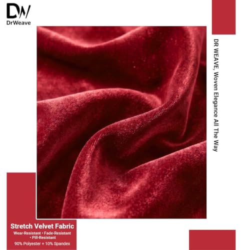 Stretch Velvet Fabric by the Yard Red 60 Inch Wide 1 Yard - color: Red, size: 1 Yard