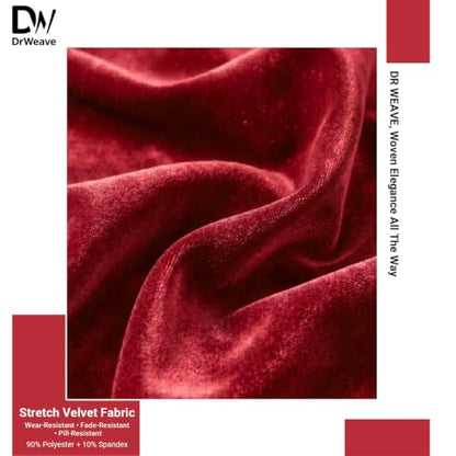 Stretch Velvet Fabric by the Yard Red 60 Inch Wide 1 Yard - color: Red, size: 1 Yard