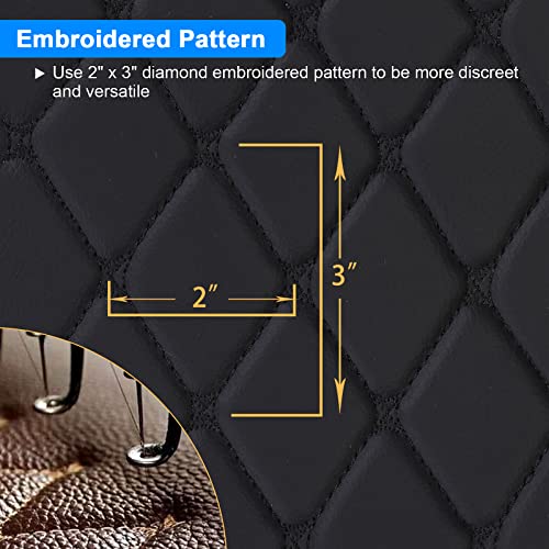 Vinyl Faux Leather Quilted Fabric Foam Backed,Black (Black Thread) - color: Black(black Thread), size: Style-A