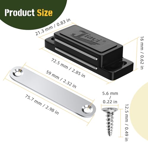 Jiayi 66 LB Cabinet Door Magnets Heavy Duty Magnetic Door Drawer Latch - color: Black