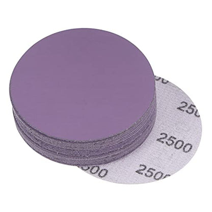 uxcell 20Pcs 3-Inch Purple Sanding Discs 2500 Grits Hook and Loop Professional Aluminum Oxide Sand Paper Wet Dry Polish for Wood Metal Paint Finishing - style: 2500 Grit