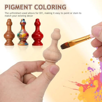 10Pcs Unfinished Wood Finials 2.55" .06" Natural Solid