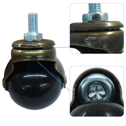 2 Inch Ball Caster Wheels, Set of 4 Threaded Stem Caster 360 Degree Rotatable Wheels for Furniture Chairs Cabinets, Bronze Tone - style: Bronze Tone