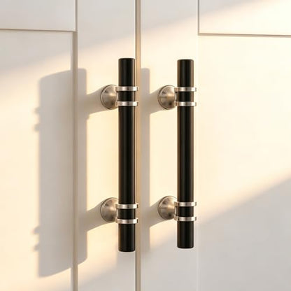 Rergy 10 Pack 3 Inch Hole Center Black and Silver Cabinet Pulls - color: Black&Brushed Nickel, size: 3in Hole Center(76mm)