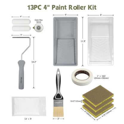ROLLINGDOG 4 Inch Paint Roller Kit, 4" Painter's Cabinet Kit