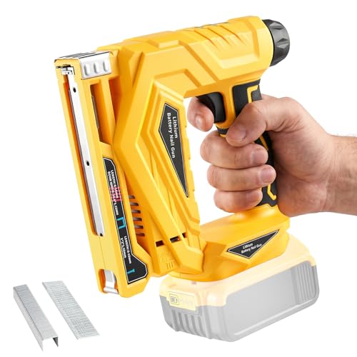 Cordless 18 Gauge Brad Nailer Compatible with 20V Battery, 2-in-1 Brad Nailer/Narrow Crown Stapler, Electric Nail Gun with Nails/Staples, Dual Mode Framing Nail Gun for Trim Wood Crafting - No Battery