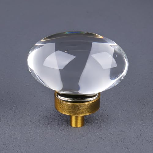 16 Pack Vintage Antique Brass Crystal Cabinet Knobs, Oval Glass Cabinet Knobs Pulls for Dresser Drawers Kitchen Bathroom Cupboard - color: Vintage Brass, size: 16 Pack