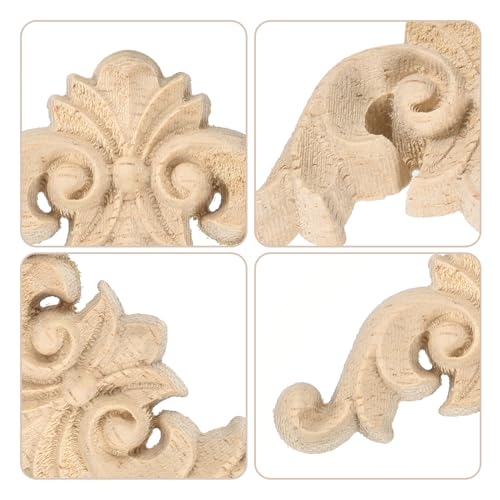 uxcell 6Pcs Wood Carved Appliques, Unpainted Carving Decals for Bed Door Cabinet Dresser Wardrobe Furniture Decoration DIY (5x5cm/1.97x1.97)