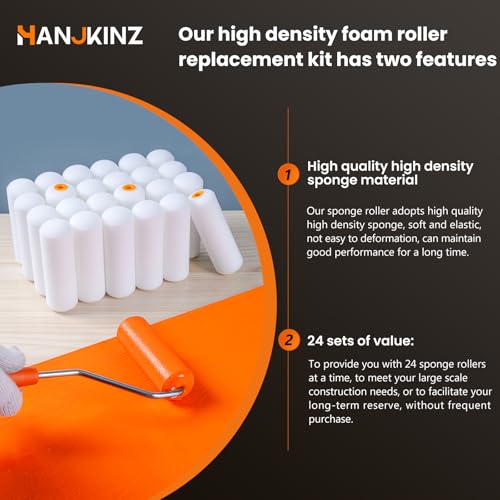 Foam Paint Roller, 4 Inch, 24 Pack, Mini Paint Roller Covers