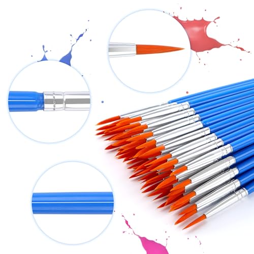 DECYOOL 60 Pcs Round Paint Brushes Bulk, Small Paint Brush for Painting - style: Round Brushes
