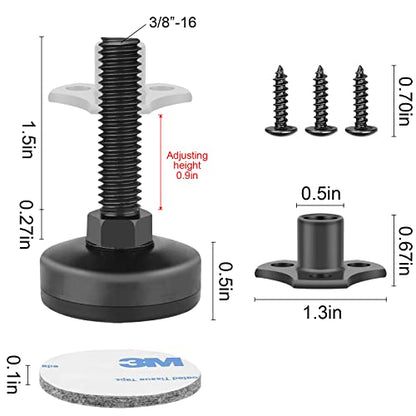 Anwenk Adjustable Leveling Feet Furniture Levelers Table Feet Heavy Duty Leg Levelers for Cabinets Sofa Tables Chairs,Support 1320LBs, T-Nut Kit 3/8”-16 Thread, Large Base- 8 Pack, Black - color: Black-8p-t Nut