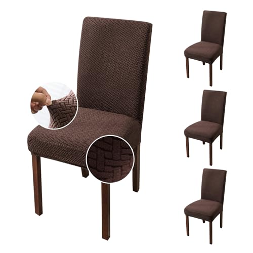 Genina Stretch Chair Covers for Dining Room Kitchen Parsons Set of 4 - color: Chocolate, size: 15-19in Not waterproof