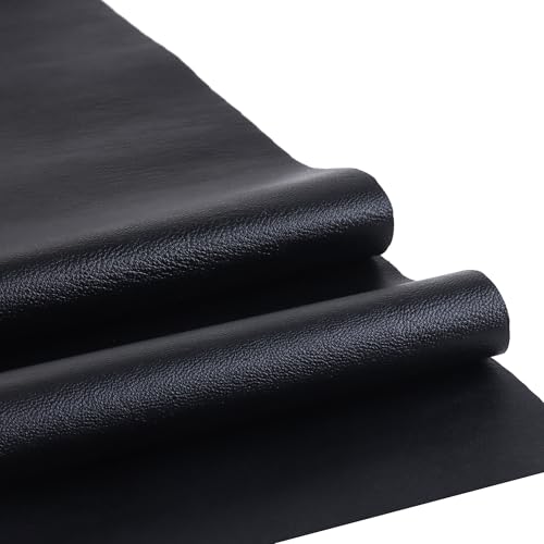 Faux Leather Sheet Fine Texture Surface One Yard Leather Fabric for DIY Crafting Thick Durable Synthetic Repholstery PU Leather Vinyl 36"x54" Upholstery Fabric Y-226 (Black, Cut by one Yard) - color: Black
