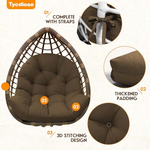Egg Chair Cushion Replacement, Waterproof Outdoor Hanging Egg Swing Chair Cushions Pads, U-Shaped Thickened Cushions for Hanging Eggs Chair with Ties, 47x33x7 Inches (Brown) - color: Brown