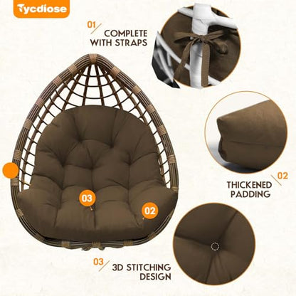Egg Chair Cushion Replacement, Waterproof Outdoor Hanging Egg Swing Chair Cushions Pads, U-Shaped Thickened Cushions for Hanging Eggs Chair with Ties, 47x33x7 Inches (Brown) - color: Brown