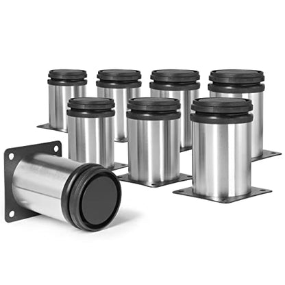Stainless Steel Adjustable Furniture Legs 3 Inch - Silver - 8pcs - color: Silver, size: 3"