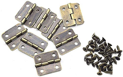 Mini Retro Metal Hinges 30 Pcs Antique Jewelry Box Hinges with Screws for Gift Case Dollhouse Cabinet DIY Model(13 x 12 mm, Bronze)