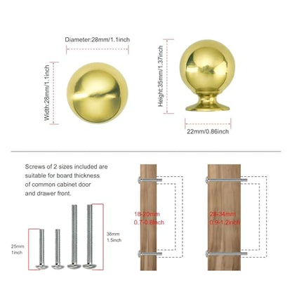 TUNNY 10 Pack Retro Cabinet Knobs-Brushed Gold Kitchen Cabinet Handles Single Hole Cabinet Pulls Kitchen Cabinet Hardware for Cupboard Drawer Pulls TU10188 - color: Brushed Gold, size: Single Hole-10Pcs