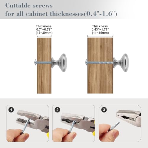 Cabinet Knobs Brushed Nickel 30 Pack, 1-1/6 Inch Round Solid Drawer Knobs - color: Silver, size: 30 Pack