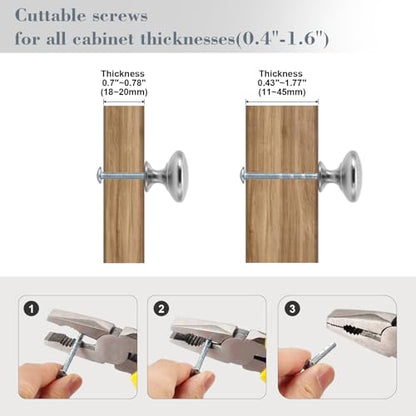 Cabinet Knobs Brushed Nickel 30 Pack, 1-1/6 Inch Round Solid Drawer Knobs - color: Silver, size: 30 Pack